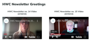 Screenshot of the Healthywork.org Media page's new section called "HWC Newsletter Greetings"